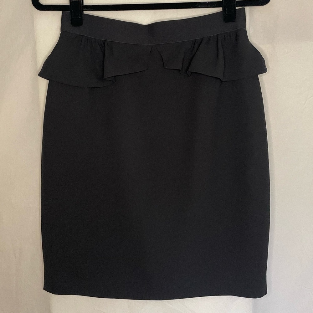 Sandro Black Ruffle Knee Length Pencil Skirt S / 2